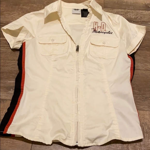 Harley-Davidson Tops - Harley Davidson front zip short sleeve shirt